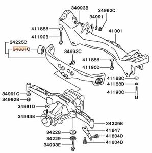 * Mitsubishi original new goods *CT9A Lancer Evolution RS original bush rear diff mount left right set 7 8 9 MR