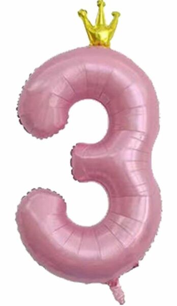 数字バルーン　バルーン　3　誕生日飾り　クラウン　王冠　バースデーバルーン　デコレーション　お祝い　40インチ　可愛い　映え