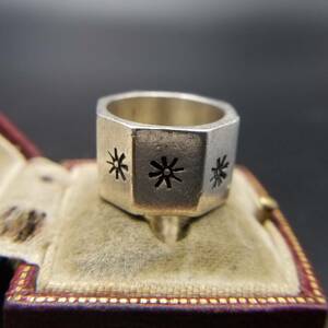  цветок Mark болт 8 квадратная форма форма 925 серебряный Vintage частота кольцо 15.5g серебряный кольцо высшее ширина futoshi унисекс bo дракон mi-Y10-Q