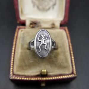 1990 period girl ska uto symbol .. Dance sig net sterling Vintage silver ring ring jewelry import Y11-D