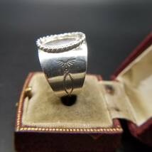 1980年代 ナバホ族 Bill Mex Dineh オーバル ロープリム 925 シルバー ヴィンテージ リング 9.5g 銀 指輪 スタンプワーク Y10-R_画像2