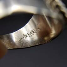 1980年代 ナバホ族 Bill Mex Dineh オーバル ロープリム 925 シルバー ヴィンテージ リング 9.5g 銀 指輪 スタンプワーク Y10-R_画像6