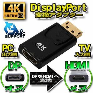 【4K】DP to HDMI 変換アダプター ディスプレイポートコネクタ 4K対応