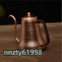 純銅 大容量コーヒーポット制コーヒー器具銅イメージ紫銅ハンマー紋コーヒーポット細口ポットコーヒーポット900ML_画像3