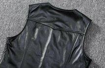 メンズレザー　ハレー　ジャーキン ベスト 本革　牛革　大きいサイズあり　バイクジャケット ライダース　S～4XL　黒_画像8
