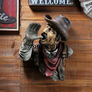 Art hand Auction Special Cowboy Wine Rack Wine Holder Doll Sculpture Statue Wall Hanging Resin Object Figurine Interior Entrance Handmade Handmade, interior accessories, ornament, Western style