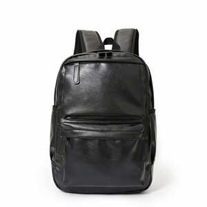 軽量 A4 リュックサック メンズ PUレザー デイパック 鞄 アウトドア 通学 通勤 旅行 学生 バックパック　黒　大容量