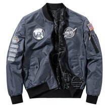 欧米 両面服 リバーシブル 空軍 NASA フライトジャケット スタジャン ミリタリージャケット メンズ アウター新品 M~6XL グレー_画像4