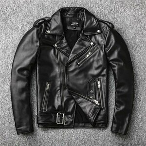 レザージャケット 上品　本革 羊革　ライダースジャケット メンズファッション バイクジャケット 革ジャン S～4XL