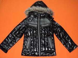 * beautiful goods *Zipgun. fur attaching hood. leather manner switch black. cotton inside jacket *140 centimeter *