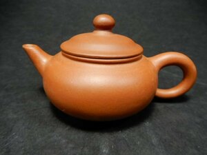 中国　後手急須　朱泥　恵孟臣　印有　茶注　煎茶道具　茶道具　コレクション　N-260
