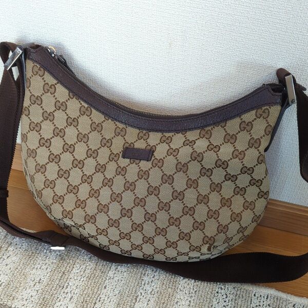 グッチ ショルダーバッグ キャンバス GUCCI ブラウン ベージュ