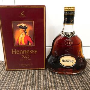 ・3526 Hennessy ヘネシーXO クリアボトル ミニボトル 金キャップ 箱付き 40% 350ml