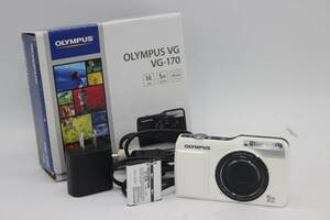 【美品 返品保証】 【元箱付き】オリンパス Olympus VG-170 ホワイト 5x Wide バッテリー付き コンパクトデジタルカメラ s3624