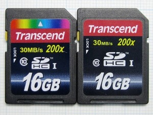 ★Transcend ＳＤＨＣメモリーカード １６GB ２枚 中古★送料６３円～ 