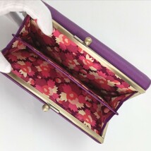 KA★1円〜 ANNA SUI アナスイ 長財布 レディース 紫 パープル がま口 角スレあり_画像7