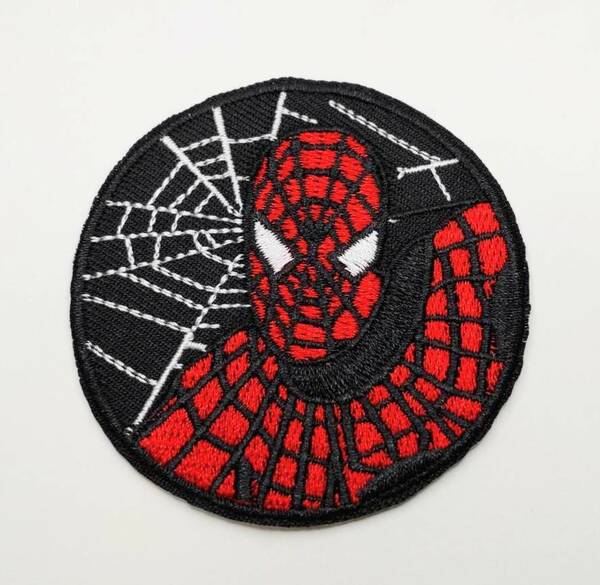 送料無料　スパイダーマン　ワッペン　アメコミ　ブラック　アイロン　刺繍　パッチ　アメリカン雑貨　スマアク