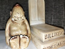 [レア品] 初代ビリケン 人形 1908 CHICAGO BILLIKEN COMPANY 台座付 石膏製 置物 戦前 アメリカ オリジナル ビリケン 像 骨董 アンティーク_画像5