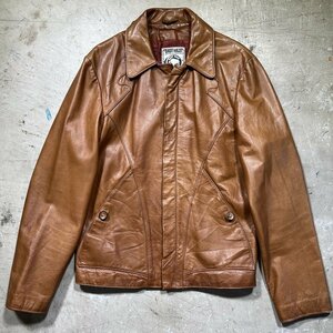 EASTWEST イーストウェスト 【men2807H】 70's~80's クラフトレザージャケット ブラウン バッファロータグ ヒッピー 40~42位 USA製 AG