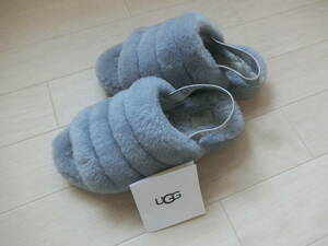 即決◆UGG　シープスキンサンダル　厚底　シルバー　レディース　US７（２４㎝）　