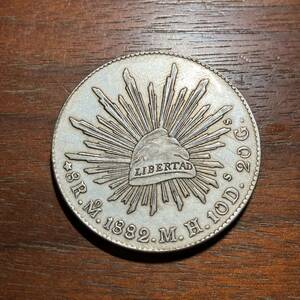 7721,,,メキシコ　1882年　M.H　海外コイン　アンティークコレクション　銀貨