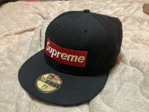 希少 初期 Supreme ボックスロゴ キャップ ニューエラ59fifty 7 5/8 60.6cm New Era シュプリーム 黒赤