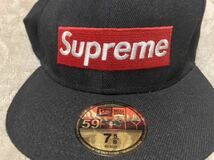 希少 初期 Supreme ボックスロゴ キャップ ニューエラ59fifty 7 5/8 60.6cm New Era シュプリーム 黒赤_画像4