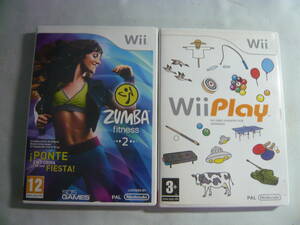 海外版Wiiソフト２本セット☆Wii Play/ZUMBA fitness 2☆中古