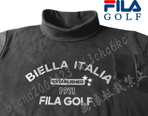 ■新品【FILA GOLF】フィラゴルフ HEAT-INSULATING保温 タートルネック長袖シャツ■BK/3L(XXL)