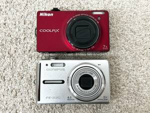 A110　コンパクトデジタルカメラ　デジカメ　OLYMPUS　FE-330　Nikon　COOLPIX　S6000　２点まとめて　まとめ売り　動作未確認　