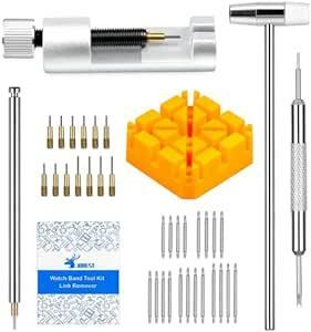 青 【JOREST】時計ベルト調整工具セット、腕時計 ベルト交換 工具、バネ棒外し 、腕時計 ピン抜き工具、取扱説明書、20