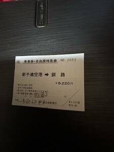 JR 北海道　航空機目的地悪天候等（ダイバート）代替「乗車券・自由席特急券」青色券　JR地紋