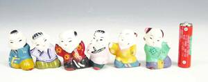 ◆(TD) 中国 置物 6個セット 高さ 約4.5cm 泥人形 土人形 唐子 童子 子供 民族衣装 伝統工芸 民芸品 観光土産 インテリア雑貨