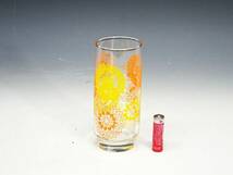 ◆(TH) 昭和レトロポップ HOYAクリスタル ガラス製コップ まとめて 5個セット グラス 食器 花柄 黄色 橙色 キッチン雑貨_画像6