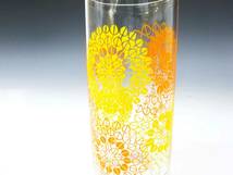 ◆(TH) 昭和レトロポップ HOYAクリスタル ガラス製コップ まとめて 5個セット グラス 食器 花柄 黄色 橙色 キッチン雑貨_画像8