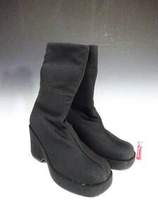 ◆(TD) ブーツ レディース 24.5cm 未使用に近い ブラック 厚底 ソックス Y2K 靴 ハイカット 美脚 シューズ ファッション小物