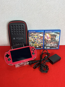 11408-03★SONY/ソニー PlayStation Vita PCH-1000 PSVITA レッド ソフト×2 Jスターズ ビクトリーVS/討鬼伝★