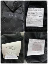 GUCCI グッチ スーツ グレンチェック　セットアップ ビジネス 国内正規 48R L相当　イタリア製 メンズ　光沢感◎ ピークドラペル　グレー_画像10