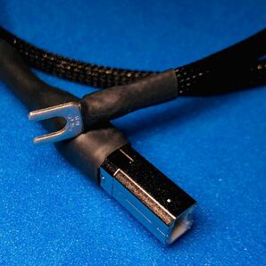 平編み錫メッキ銅線仕様オリジナルアース線 片側USB B端子 0.6〜1.0m