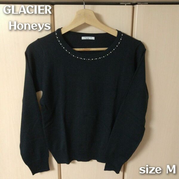 GLACIER Honeys ビジュー付き トップス(M)