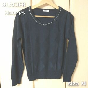 GLACIER Honeys ビジュー付き トップス(M)