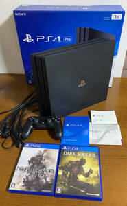 【送料無料】PlayStation4 PS4 Pro CUH-7000BB01 SSD 1TB換装済（おまけ：「NieR:Automata」「DARK SOULS III」）