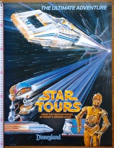 STAR WARS スターウォーズ ディズニーランド STAR TOURS スターツアーズ 紙製 公式ポスター C-3PO R2-D2