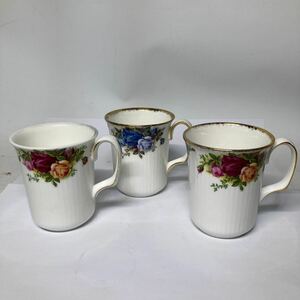 ロイヤルアルバート　ROYAL ALBERT マグカップ　3点セット　old country rose moonlight rose 金彩　汚れ有り　現状品