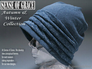 grace★パイルニットルーズワッチ【紺】新品 定価￥3900 リバーシブル 男女兼用 ビーニー ニットキャップ