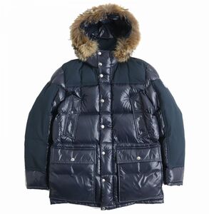 未使用品△正規品 MONCLER モンクレール 18-19AW FREY ファー・フード・ロゴパッチ付き ダウンジャケット/ダウンコート ネイビー 4 メンズ