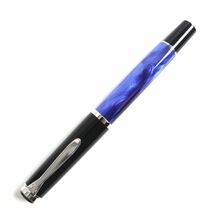 極美品▼Pelikan ペリカン スーベレーン M200 マーブル柄 ロゴ入り 万年筆 ブラック×ブルー EFニブ ドイツ製 箱付き_画像3