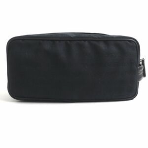 未使用品▼EMPORIO ARMANI エンポリオアルマーニ YEM438 ロゴ総柄 レザー使い セカンドバッグ/クラッチバッグ 黒 メンズ 伊製 タグ付き