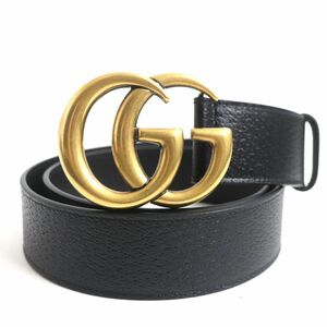  unused goods VGUCCI Gucci 525040 GGma-monto car f leather belt black Gold metal fittings 90*36 men's Italy made box * storage bag attaching 