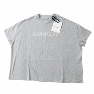 未使用品◎正規品 トルコ製 MONCLER モンクレール F10938C70410 V8094 レディース ロゴ 半袖 Tシャツ グレー×シルバー S タグ付き